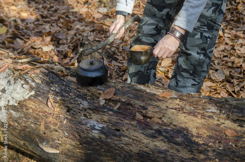 Making Tea in Camping