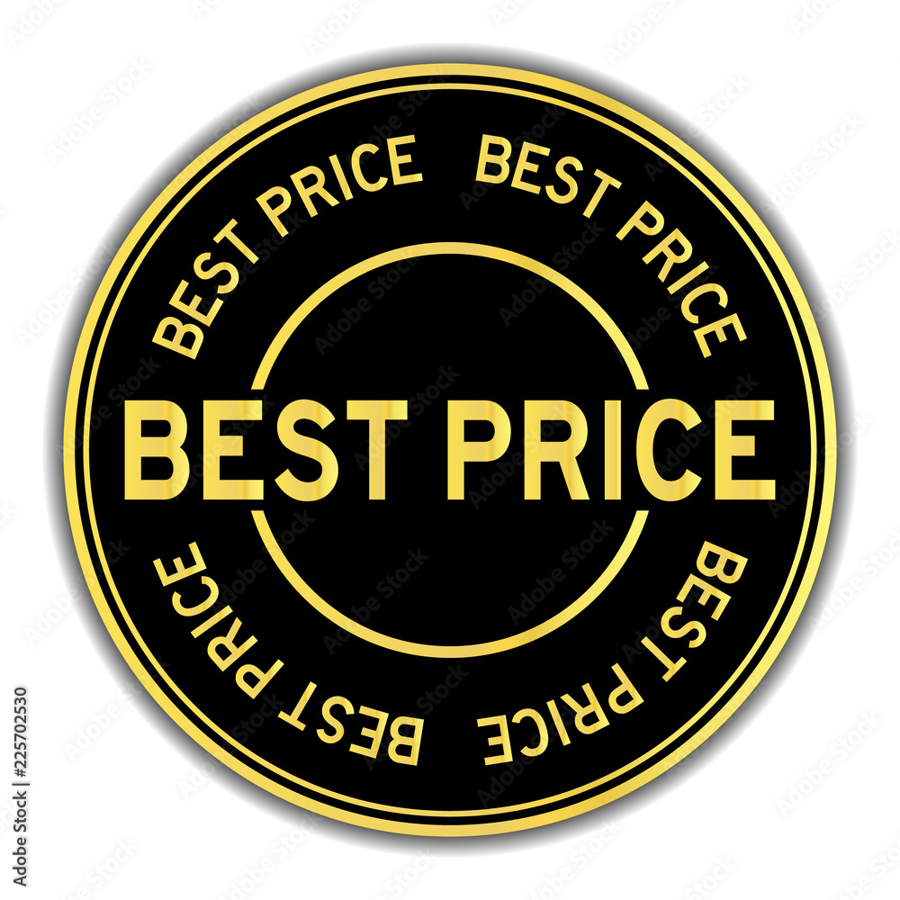 Gold and black color sticker in word best price on white background
