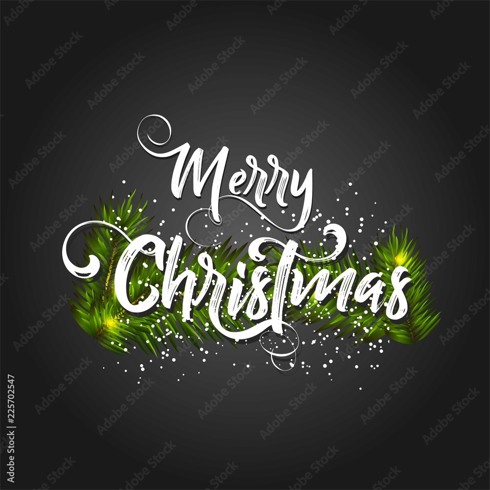 Christmas lettering design. Typographical background.