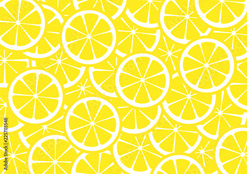 Bright lemon slices vector background. Summer bright tropical fruit pattern. 
