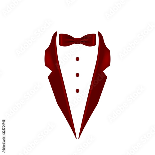 burgundy colored bow tie tuxedo collar icon. Element of evening menswear illustration. Premium quality graphic design icon. Signs and symbols collection icon for websites