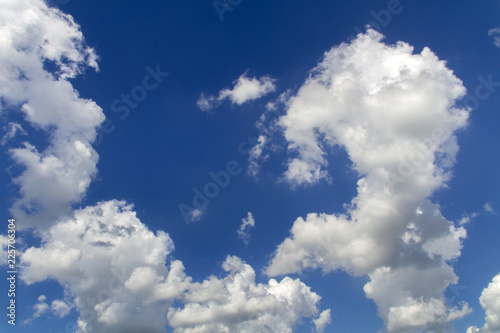 fluffy white cumulus clouds and blue sky  Kansas