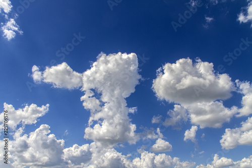 fluffy white cumulus clouds and blue sky, Kansas