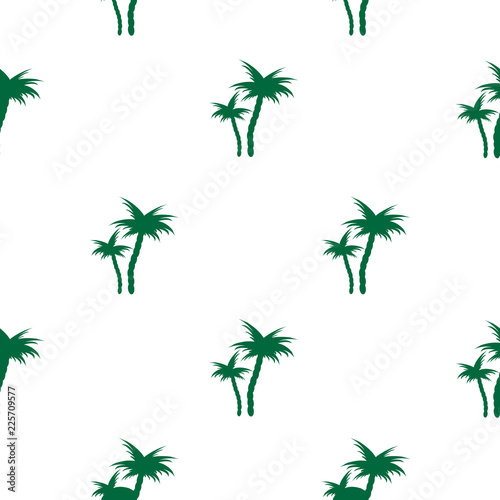 Tropical green palm trees Seamless vector pattern.
