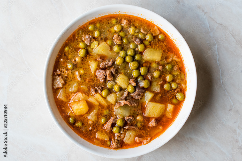 Turkish Food Meaty Green Pea Stew / Stewed Meat Etli Bezelye. Turkish Food Meaty Green Pea Stew / Stewed Meat Etli Bezelye.