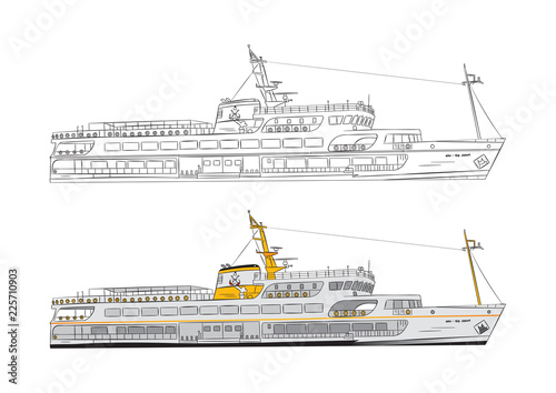 Wallpaper Mural steamship istanbul, istanbul vapur, eminonu steamboat hand drawn concept illustr