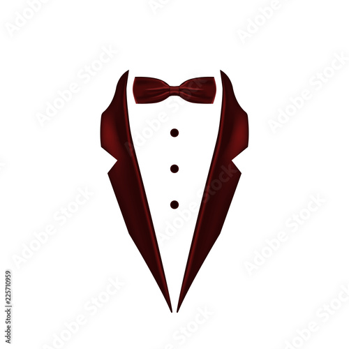 burgundy colored bow tie tuxedo collar icon. Element of evening menswear illustration. Premium quality graphic design icon. Signs and symbols collection icon for websites