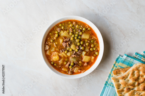 Turkish Food Meaty Green Pea Stew / Stewed Meat Etli Bezelye.