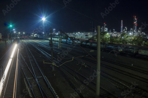 Railway tracks on the territory of a huge chemical plant