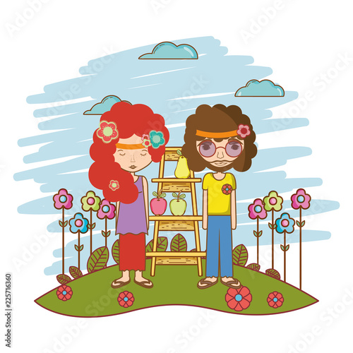 Hippie people cartoon