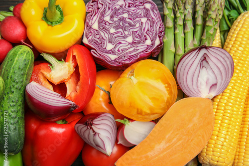 Fototapeta Naklejka Na Ścianę i Meble -  Different fresh vegetables as background. Organic food