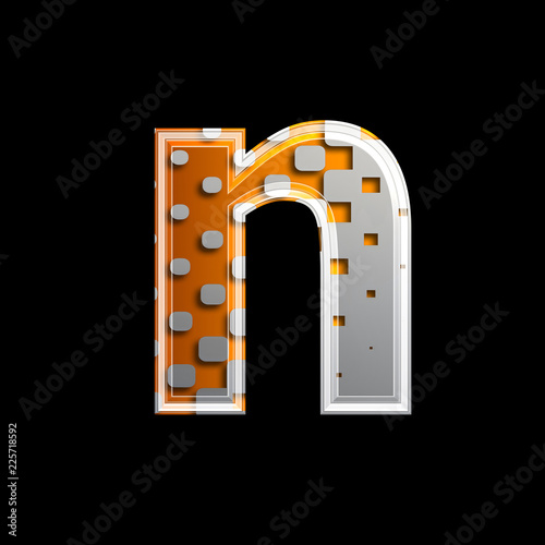 halftone letter N - Lower-case 3d metallic font - design, modernity or technology concept