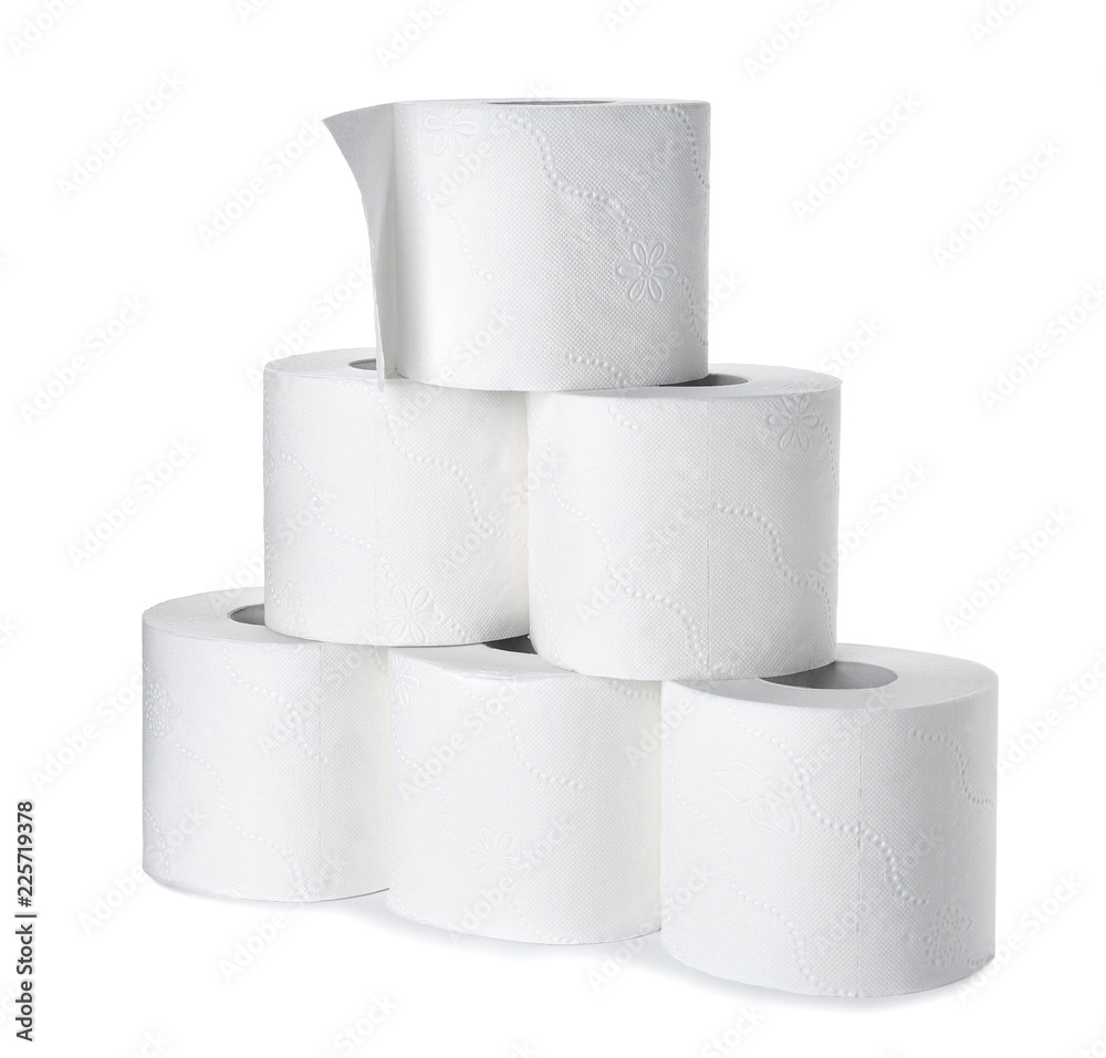 Rolls of toilet paper on white background. Personal hygiene Rolls of toilet paper on white background. Personal hygiene
