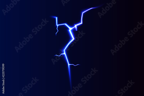 Vector lightning - isolated on blue background, luminous light effects.