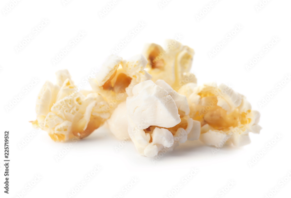 Delicious salty popcorn on white background Delicious salty popcorn on white background