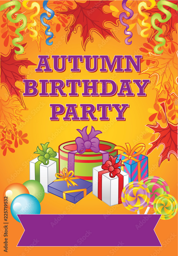 vecteur-stock-autumn-birthday-party-flyer-with-autumn-leaves-of-maple