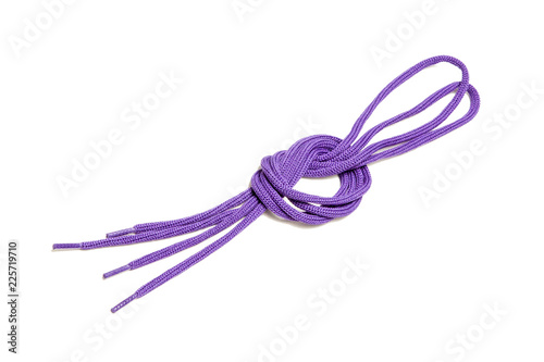 Purple Shoe laces isolated on white background