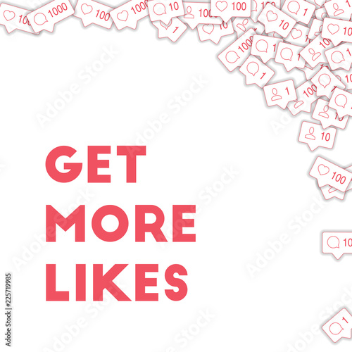 6737007 Social media icons. Get more likes concept. Falling counter comment friend notification. Ideal abstr