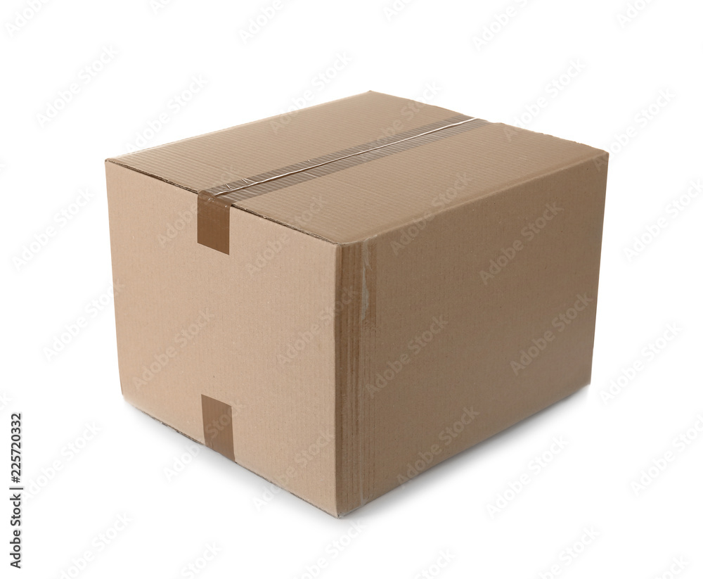Cardboard box on white background. Mockup for design Cardboard box on white background. Mockup for design