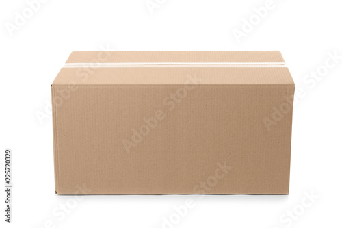 Cardboard box on white background. Mockup for design © New Africa