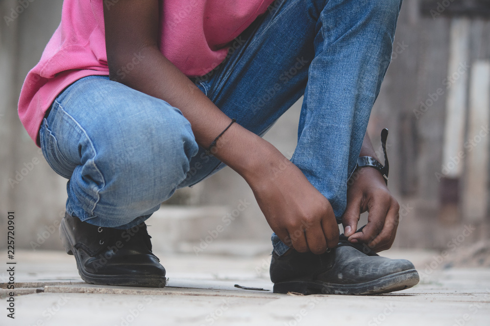 custom made wallpaper toronto digitalBoy tying his shoes