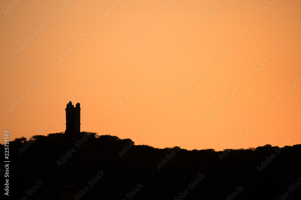 Silhouette of old watchtower