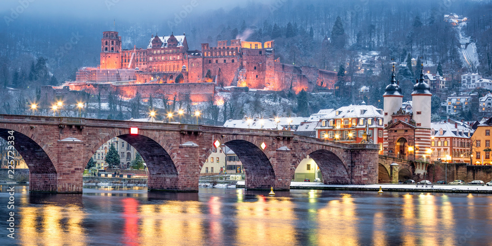 Heidelberg Winter Panorama mit Schloss, BadenWürttemberg, Deutschland Stock Photo Adobe Stock