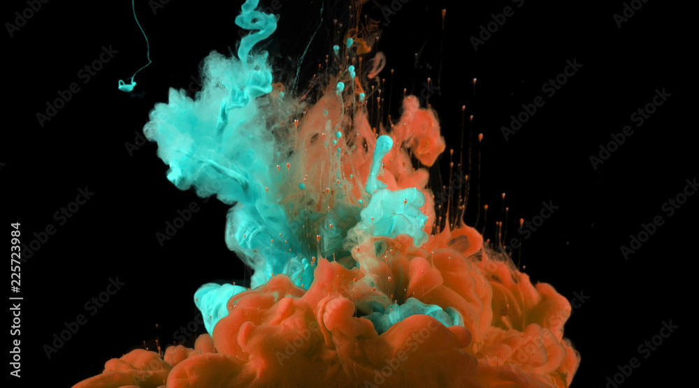 Acrylic colors in water. Ink blot. Acrylic colors in water. Ink blot.