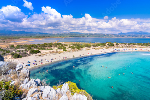 Amazing tropical sandy beach of Voidokilia  Peloponnese  Greece.