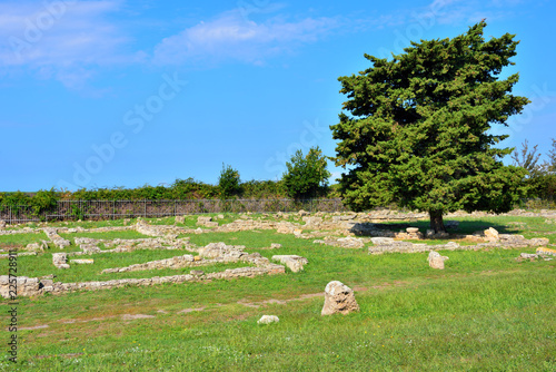 Paestum capaccio Italy The ancient ruins of remains of religious buildings of the ancient Greek domination photo