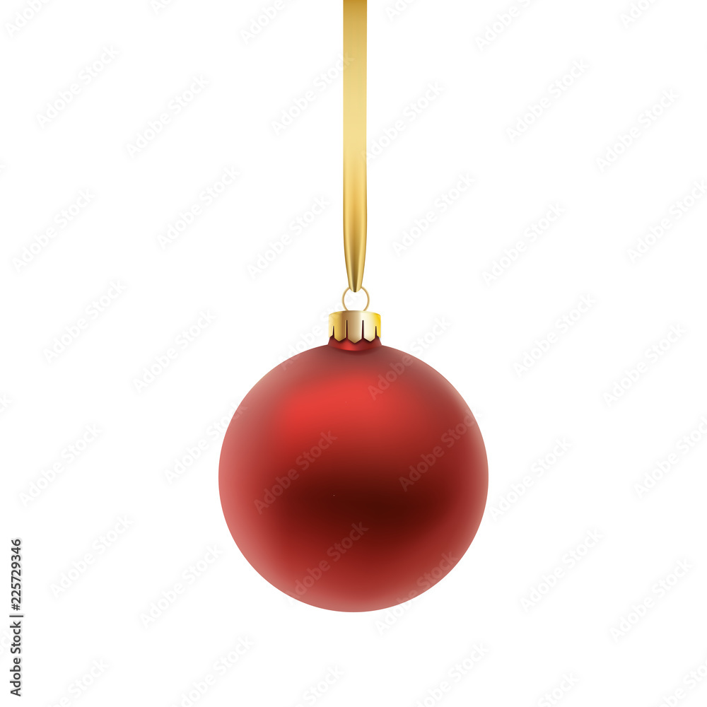 Red Christmas ball, isolated on white background. Vector illustration. Red Christmas ball, isolated on white background. Vector illustration.