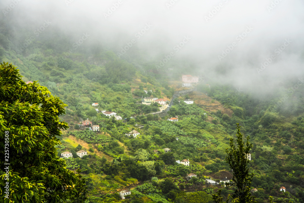 Low clouds over the mountain village.