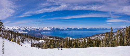 Lake Tahoe from Heavenly Resort ski trail - skiing - Activity all over - panoramic