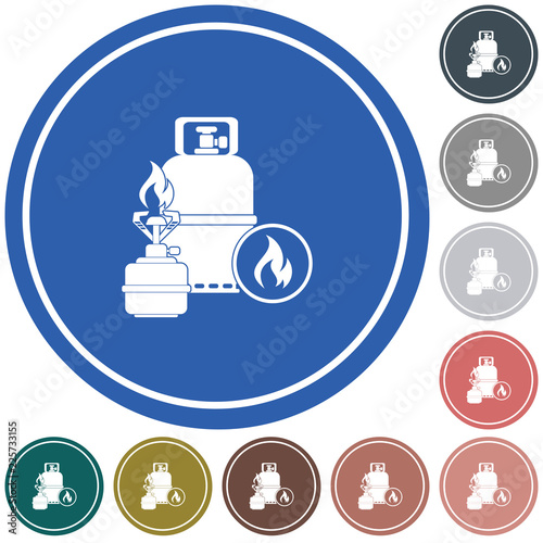 Camping stove with gas bottle icon