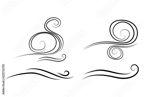 wind doodle blow, gust design isolated on white background photo
