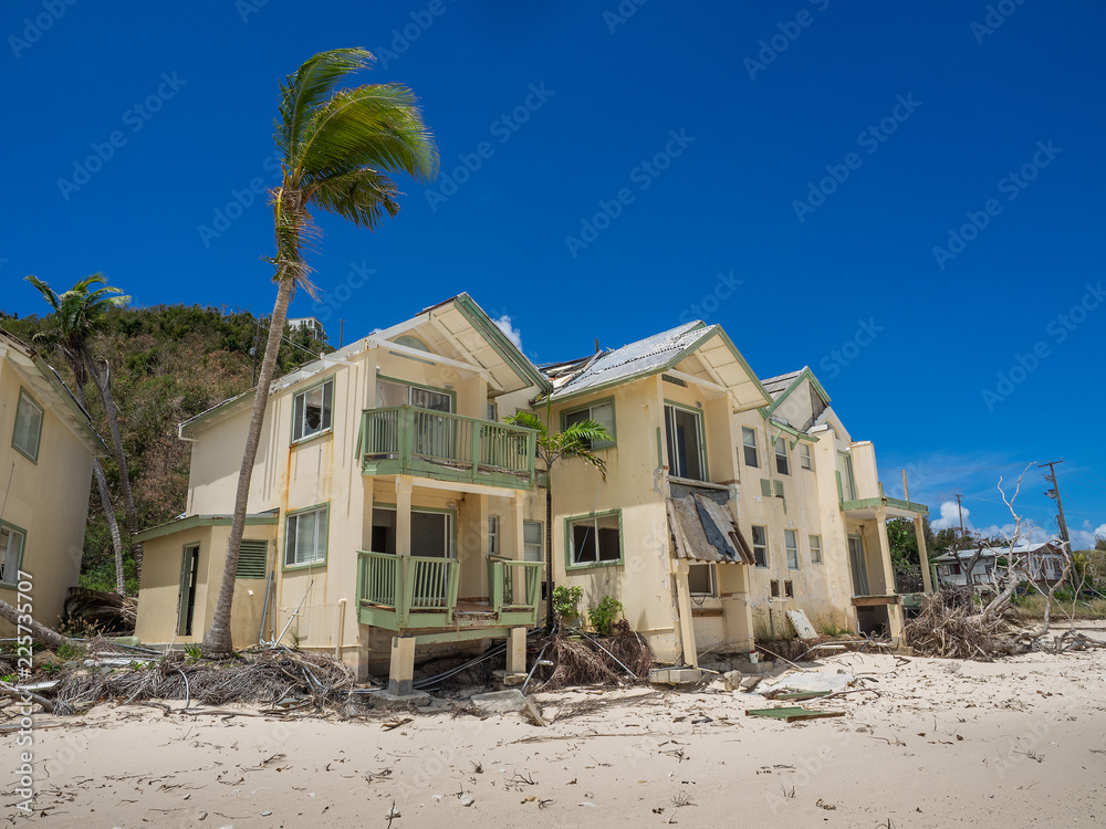 Obraz premium Hurricane IRMA destroyed condos on Tortola, BVI in Sept.2017