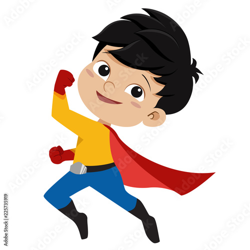 Boy wearing superhero costume.vector and illustration.