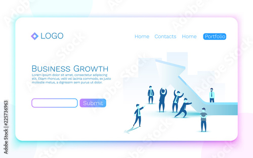 People Business growth arrow at the top. Vector illustration
