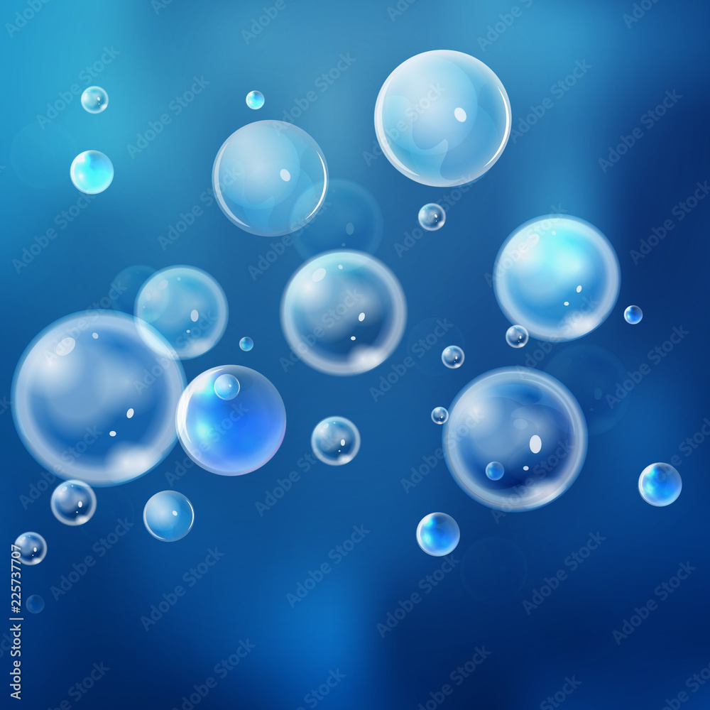 Set white bubble in vector. Isolated  Water bubbles collection o