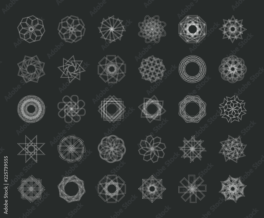 Abstract geometric shapes, futuristic wavy fractal in vector