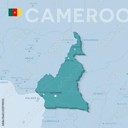 Verctor Map of cities and roads in Cameroon.