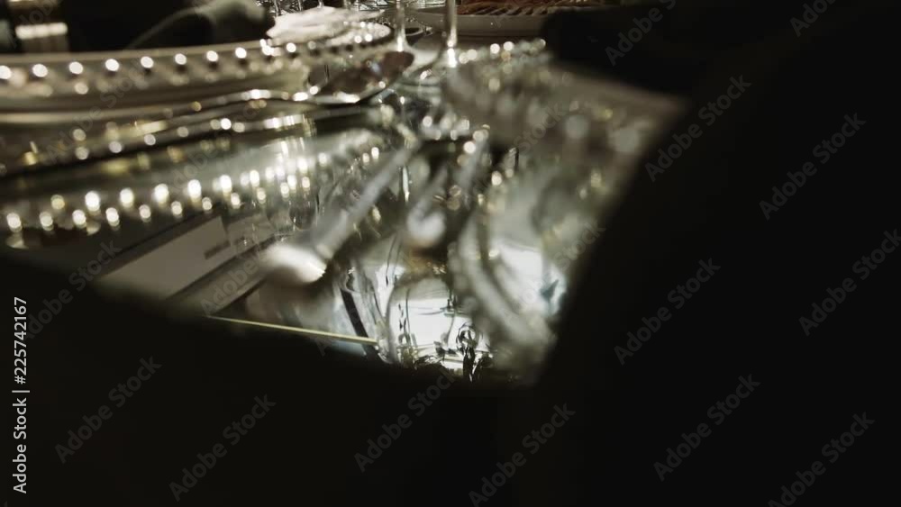 Interior Of A Wedding Hall Decoration. Beautiful Served Wedding Tables Interior Of A Wedding Hall Decoration. Beautiful Served Wedding Tables