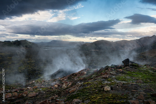 Smoking fumaroles in Landmannalaugar