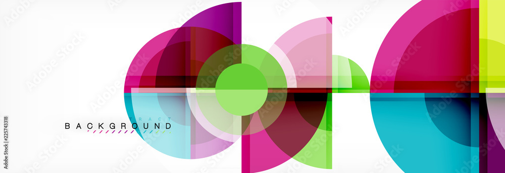 Abstract background - multicolored circles, trendy minimal geometric design