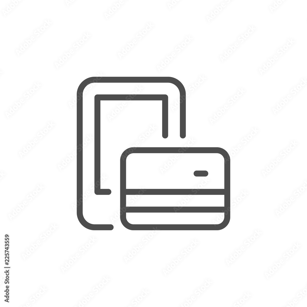 Mobile phone payment line icon Mobile phone payment line icon