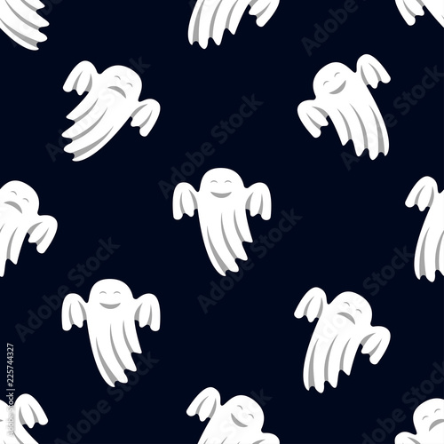 Halloween seamless pattern with ghosts.Vector holiday background.Textile texture