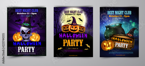 Halloween party flyer with pumpkins