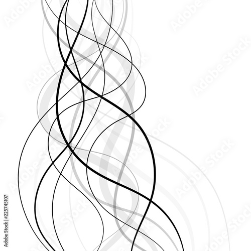 Abstract vertical and wavy black lines transparent background