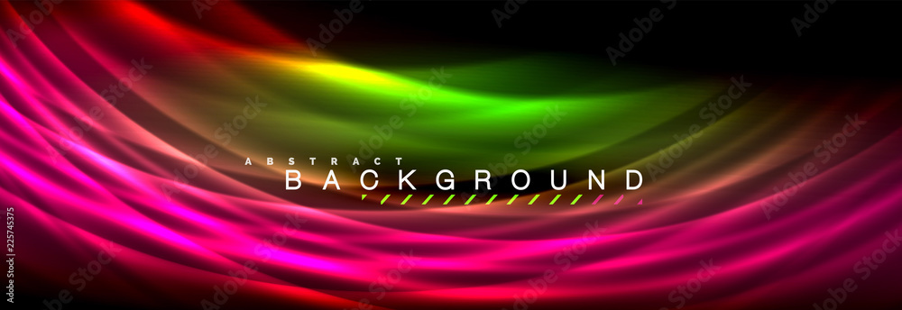 Neon glowing fluid wave lines, magic energy space light concept, abstract background wallpaper design Neon glowing fluid wave lines, magic energy space light concept, abstract background wallpaper design