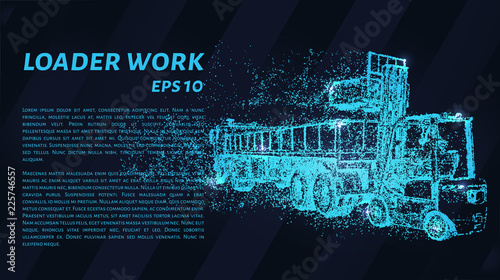 Loading works of the particles. Front-end loader loads the truck.